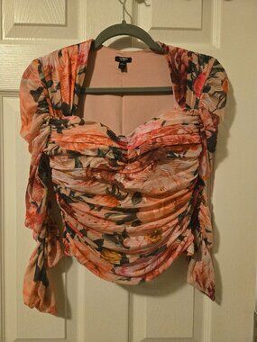 Floral Mesh Crop Top